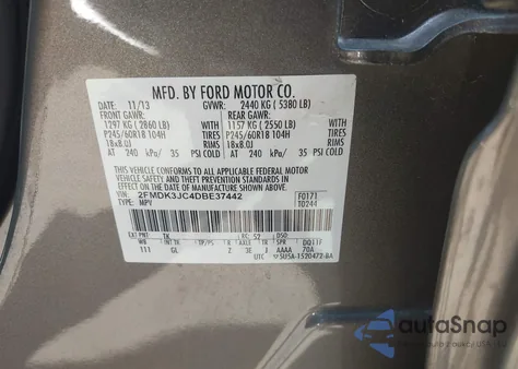 2013 Ford Edge Sel из США, поврежденный, VIN 2FMDK3JC4DBE37442